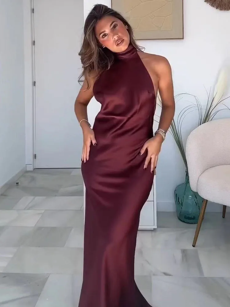 Vestido Longo Cetim Fênix