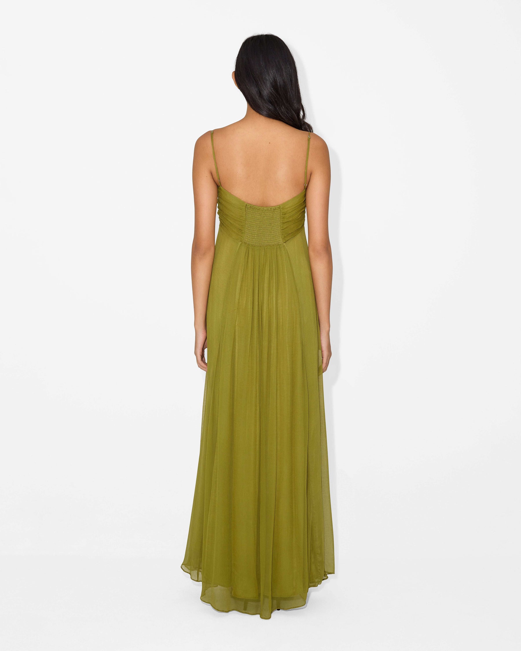 Vestido de Festa Longo Verde Oliva Madre