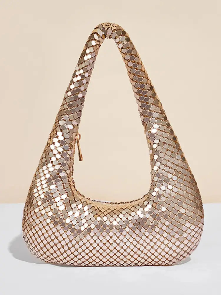 Bolsa Feminina Brilho Shimmer Dourada