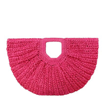 Bolsa Feminina De Palha Weave Rosa