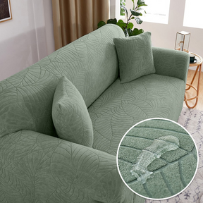 Capa de Sofá Jacquard Impermeável com Padrão de Folhas Flora