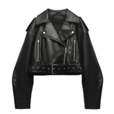 Jaqueta Biker Em Couro Preta / P