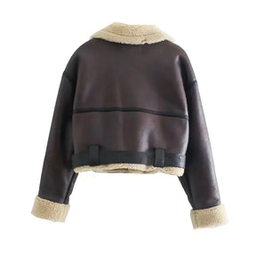 Jaqueta Feminina Em Couro Faux Fur