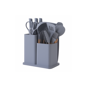 Kit Utensílios de Luxo Para Cozinha 19 Peças Com Tábua em Silicone