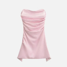 Vestido Curto Tomara que Caia em Cetim Feranda Rosa / PP Vestido Curto Tomara que Caia em Cetim Feranda
