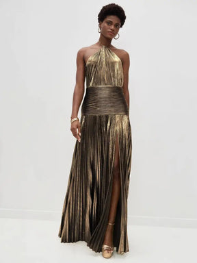 Vestido de Festa Longo Avra Ouro envelhecido / P Vestido de Festa Longo Avra