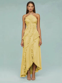 Vestido de Festa Longo em Camadas Monalisa Amarelo / P Vestido de Festa Longo em Camadas Monalisa