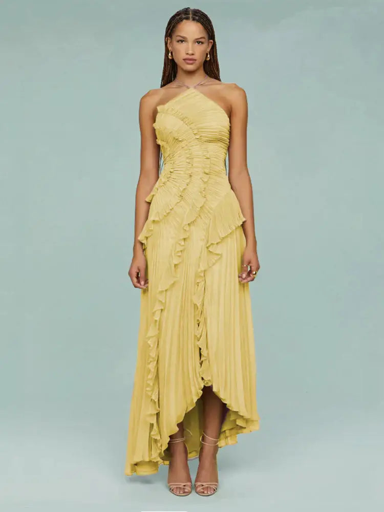 Vestido de Festa Longo em Camadas Monalisa Amarelo / P Vestido de Festa Longo em Camadas Monalisa
