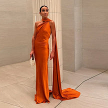 Vestido de Festa Longo Raybon Laranja / P Vestido de Festa Longo Raybon
