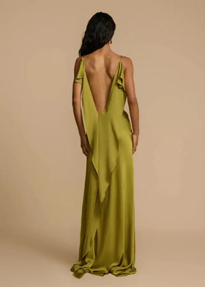 Vestido de Festa Longo Verde Oliva Dupes Vestido de Festa Longo Verde Oliva Dupes