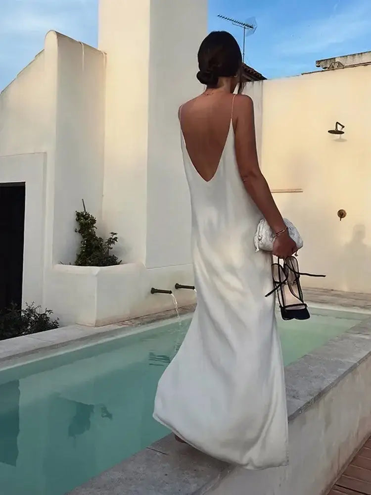 Vestido Longo Cetim Branco