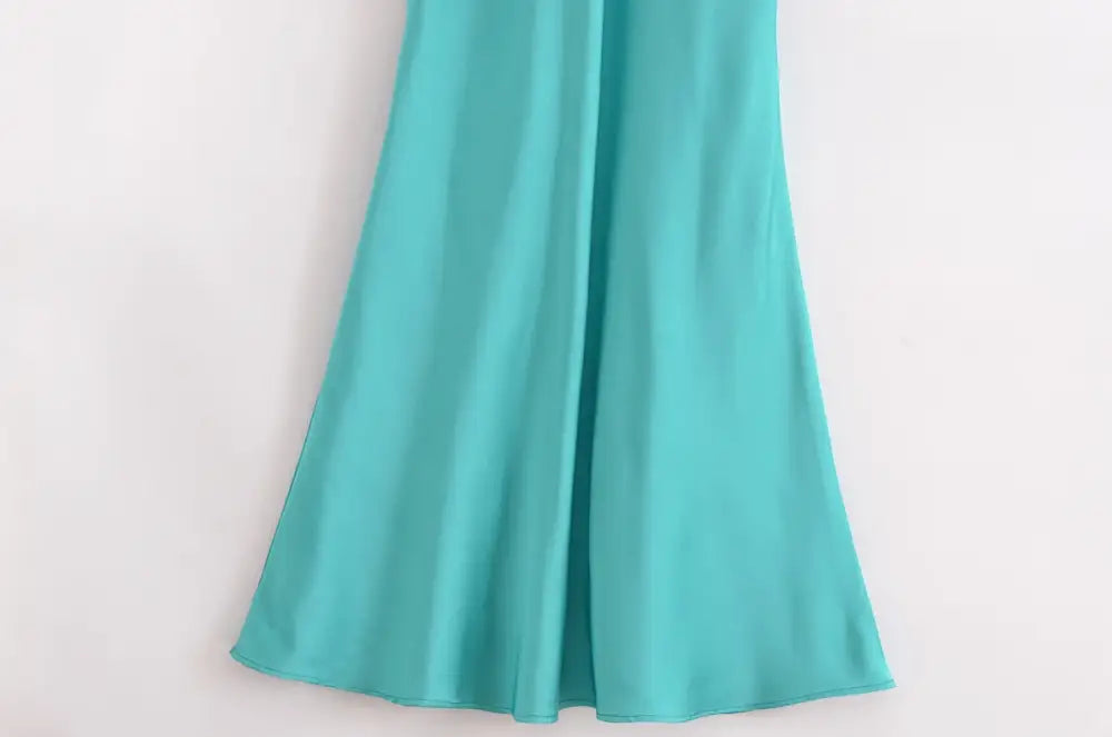 Vestido Midi Cetim Celeste