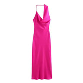 Vestido Longo Cetim Jade Rosa Pink / Pp