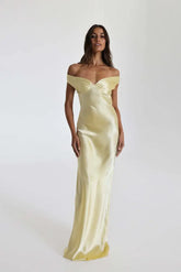 Vestido Longo Cetim Ombro a Ombro Manaira Amarelo / P Vestido Longo Cetim Ombro a Ombro Manaira