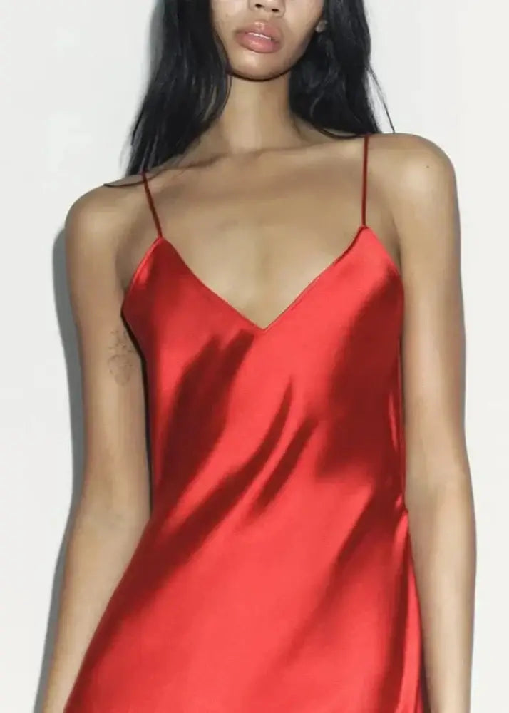 Vestido Longo Cetim Vermelho Rubi