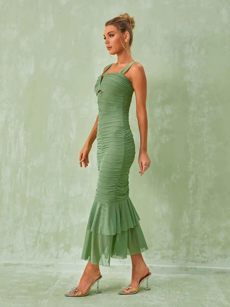 Vestido Midi Drapeado Malone Vestido Midi Drapeado Malone