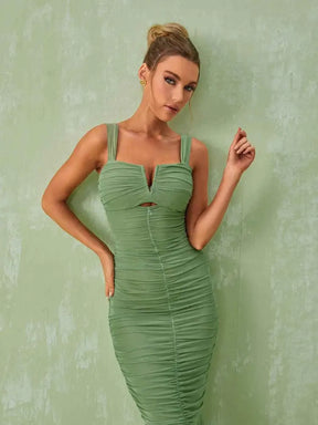 Vestido Midi Drapeado Malone Vestido Midi Drapeado Malone
