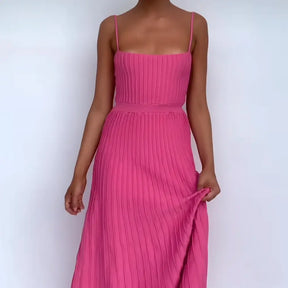 Vestido Midi Plissado Estela Rosa / M